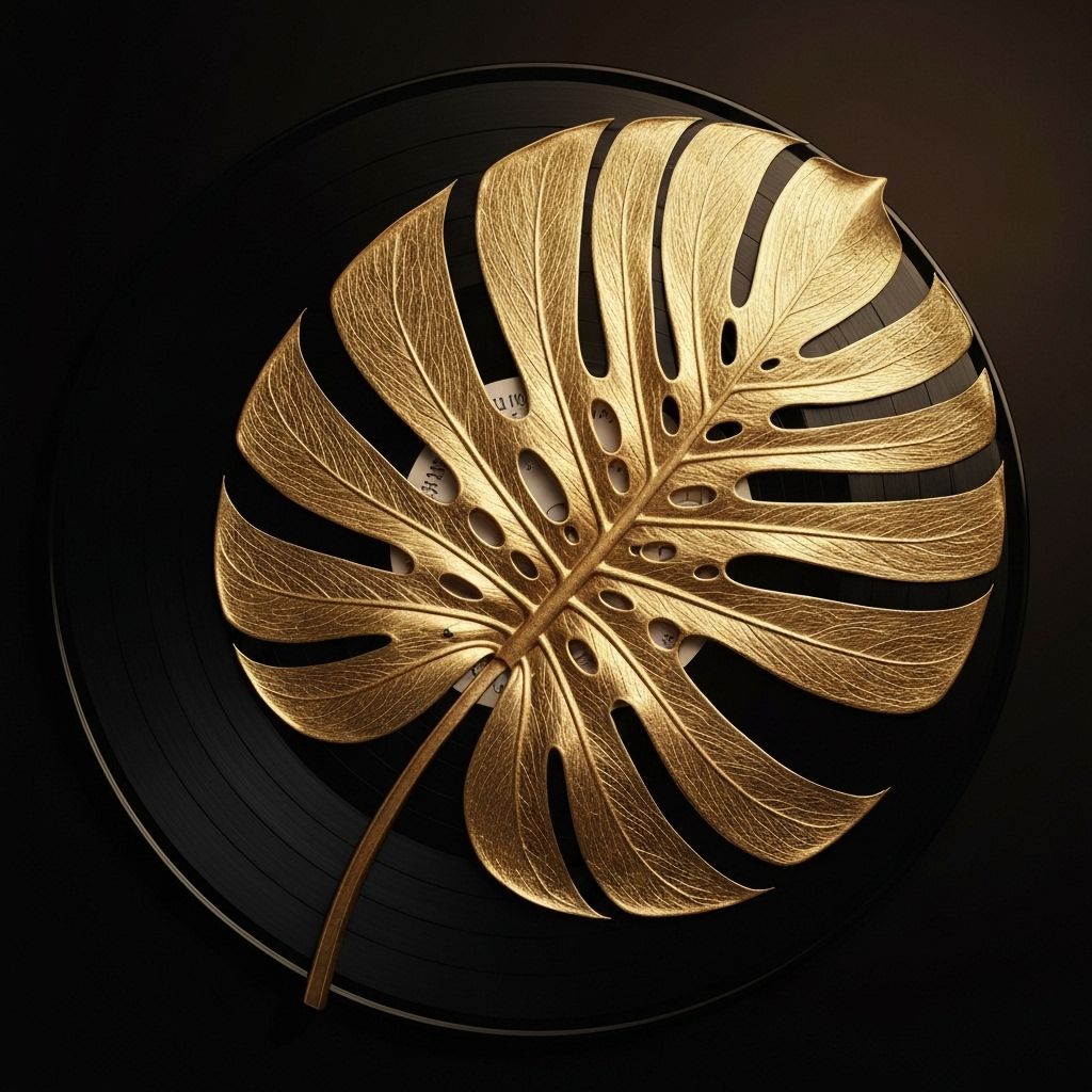 Premium Music - Vinyl record with golden leaf
